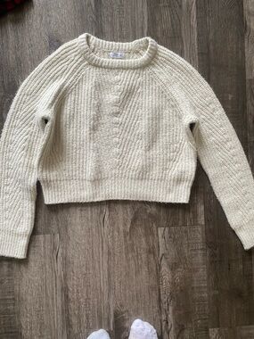 Ardene Cream Cable Knit Cropped Sweater